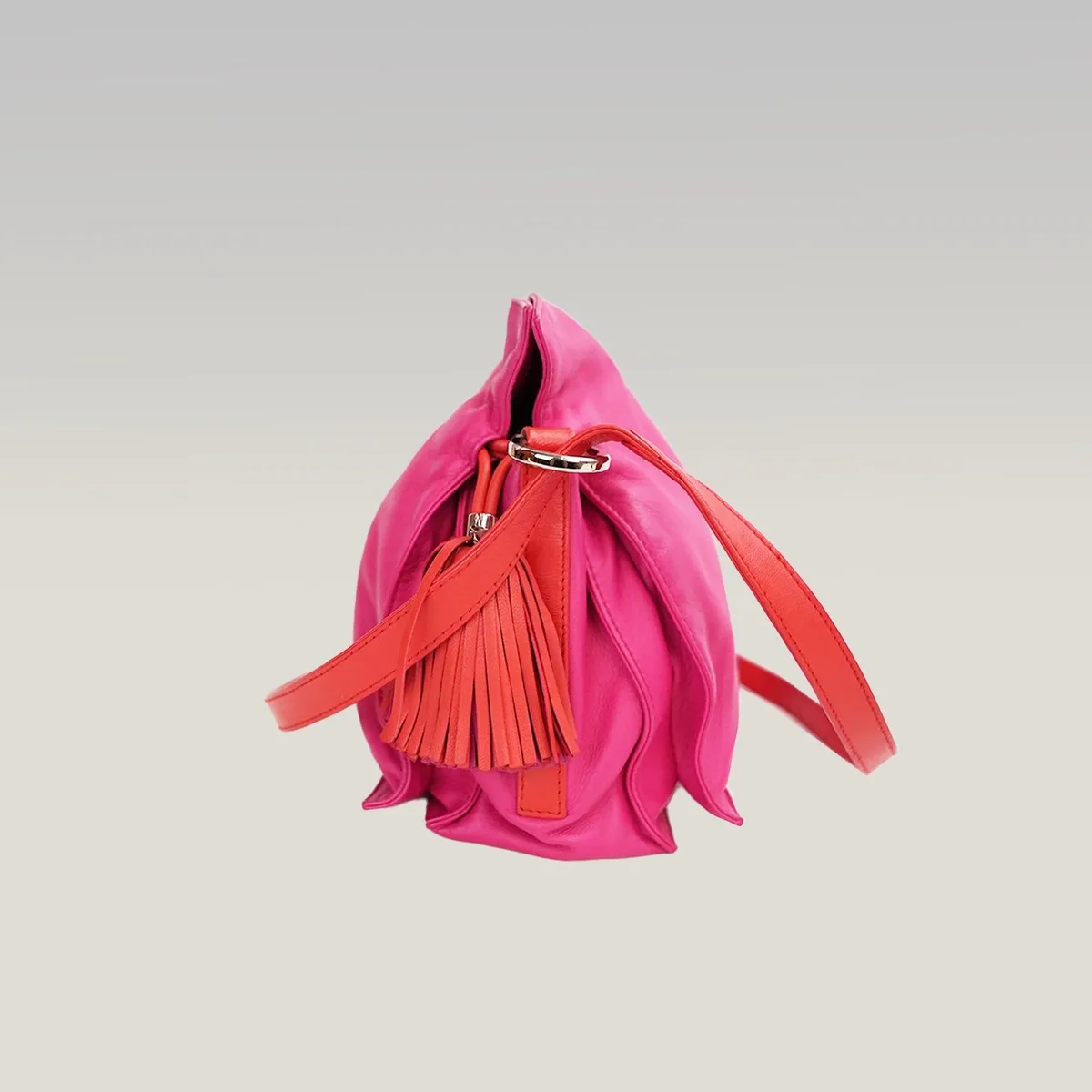 Bolso de hombro Loewe Flamenco Small en rosa fucsia y coral, foto 5