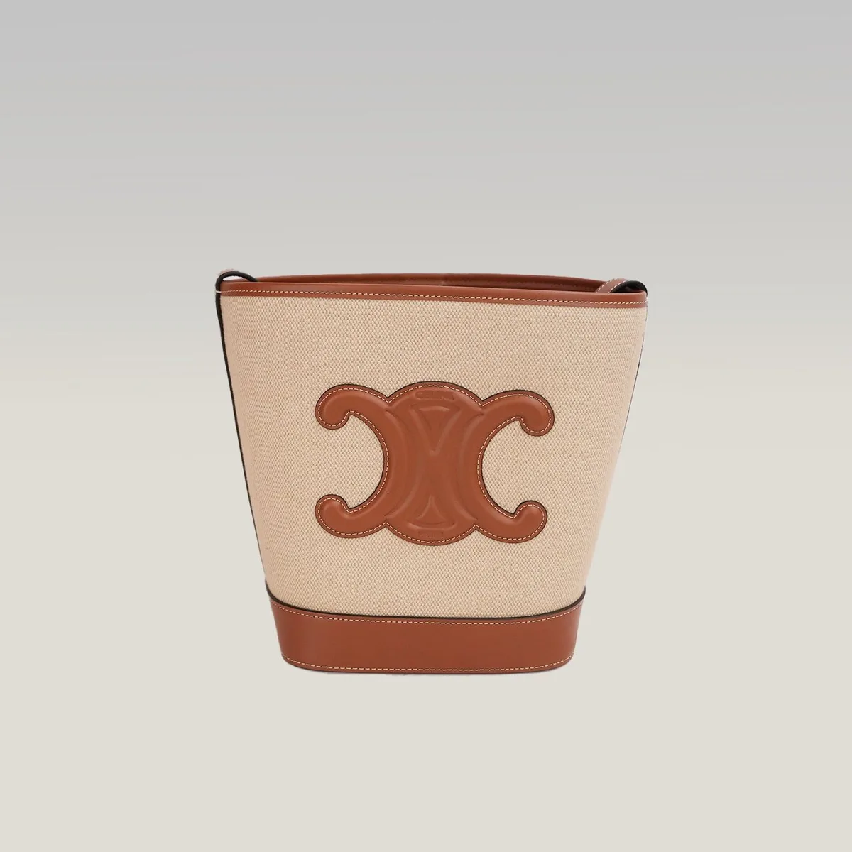 Celine Small Bucket Cuir Triomphe in Natural e Tan, foto 2
