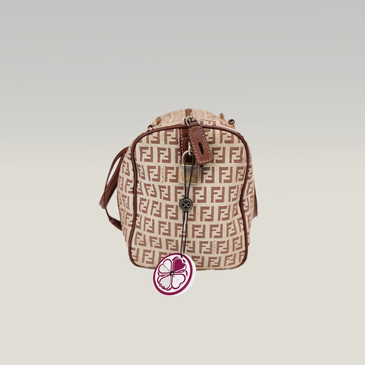 Fendi Zucchino Boston in Beige and Brown, photo 4