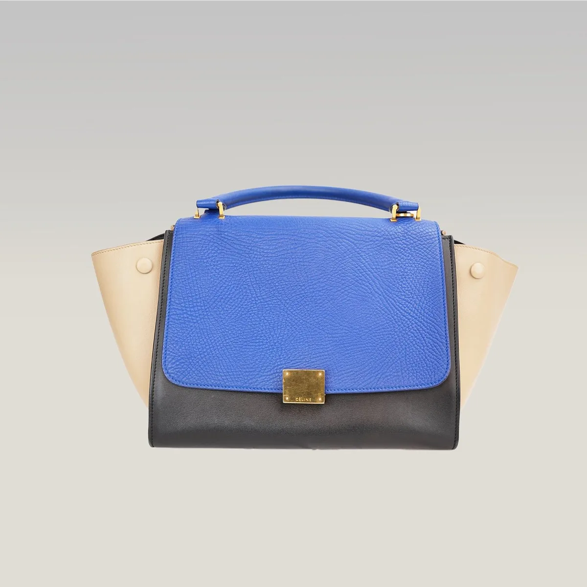 Celine Trapeze Medium电光蓝、黑色与奶油色，图片2