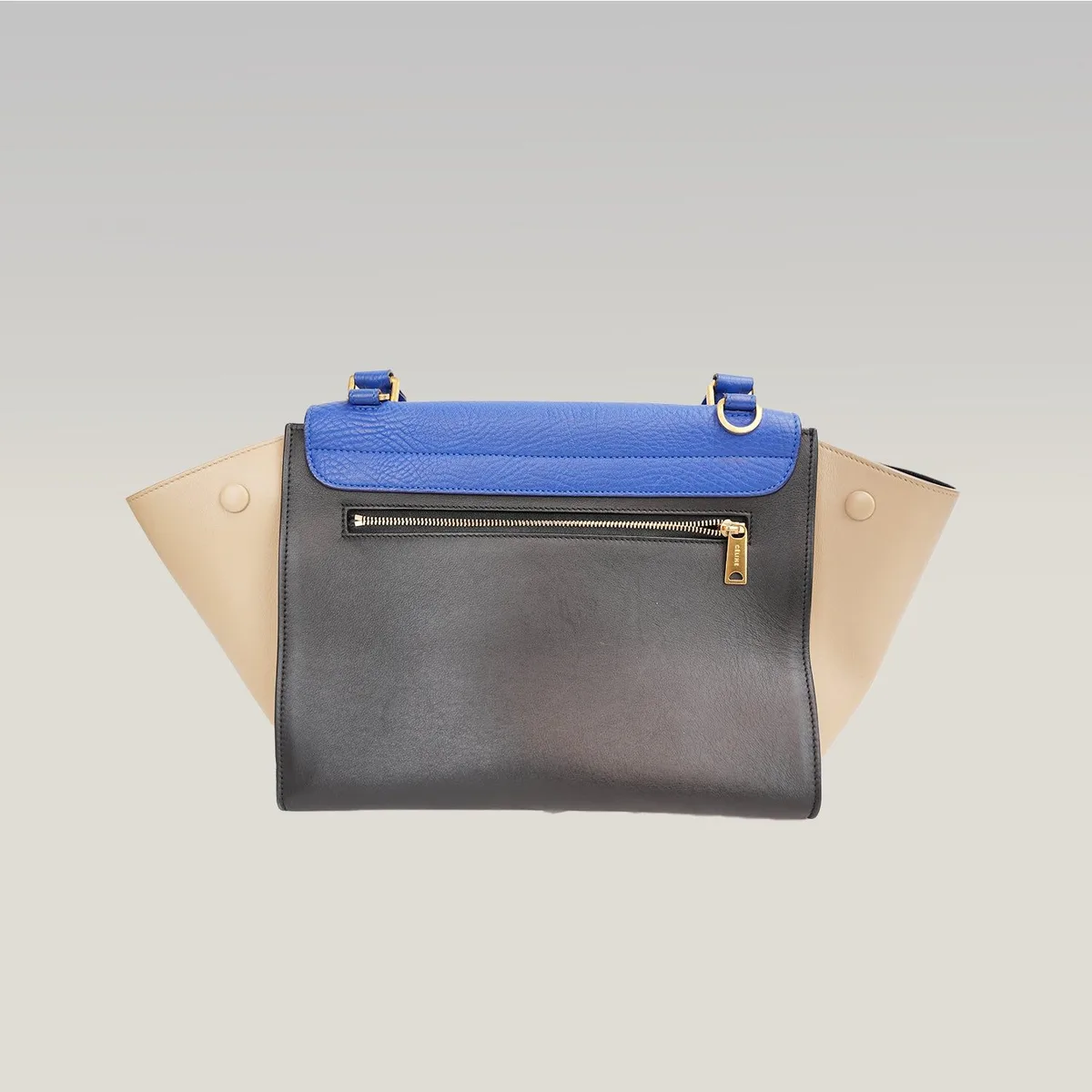 Celine Trapeze Medium电光蓝、黑色与奶油色，图片3