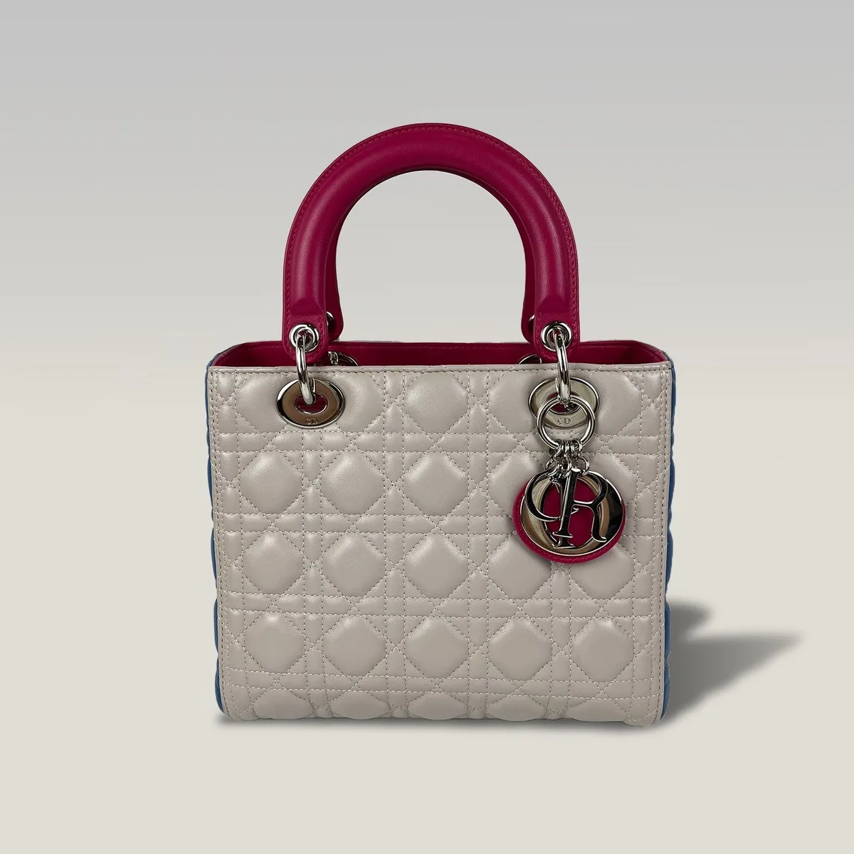 Dior Lady Dior Medium in Multicolor Beige, Blau und Fuchsia, Foto 2