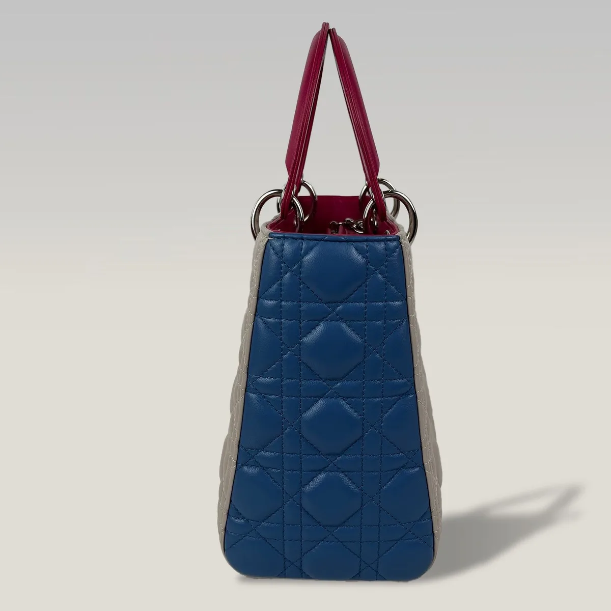 Dior Lady Dior Medium in Multicolor Beige, Blau und Fuchsia, Foto 4