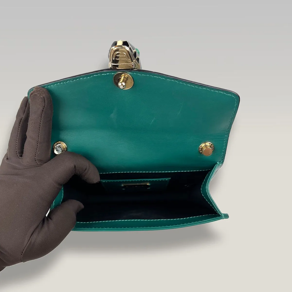 Bvlgari Serpenti Forever Pochette в зелёном цвете, фото 6