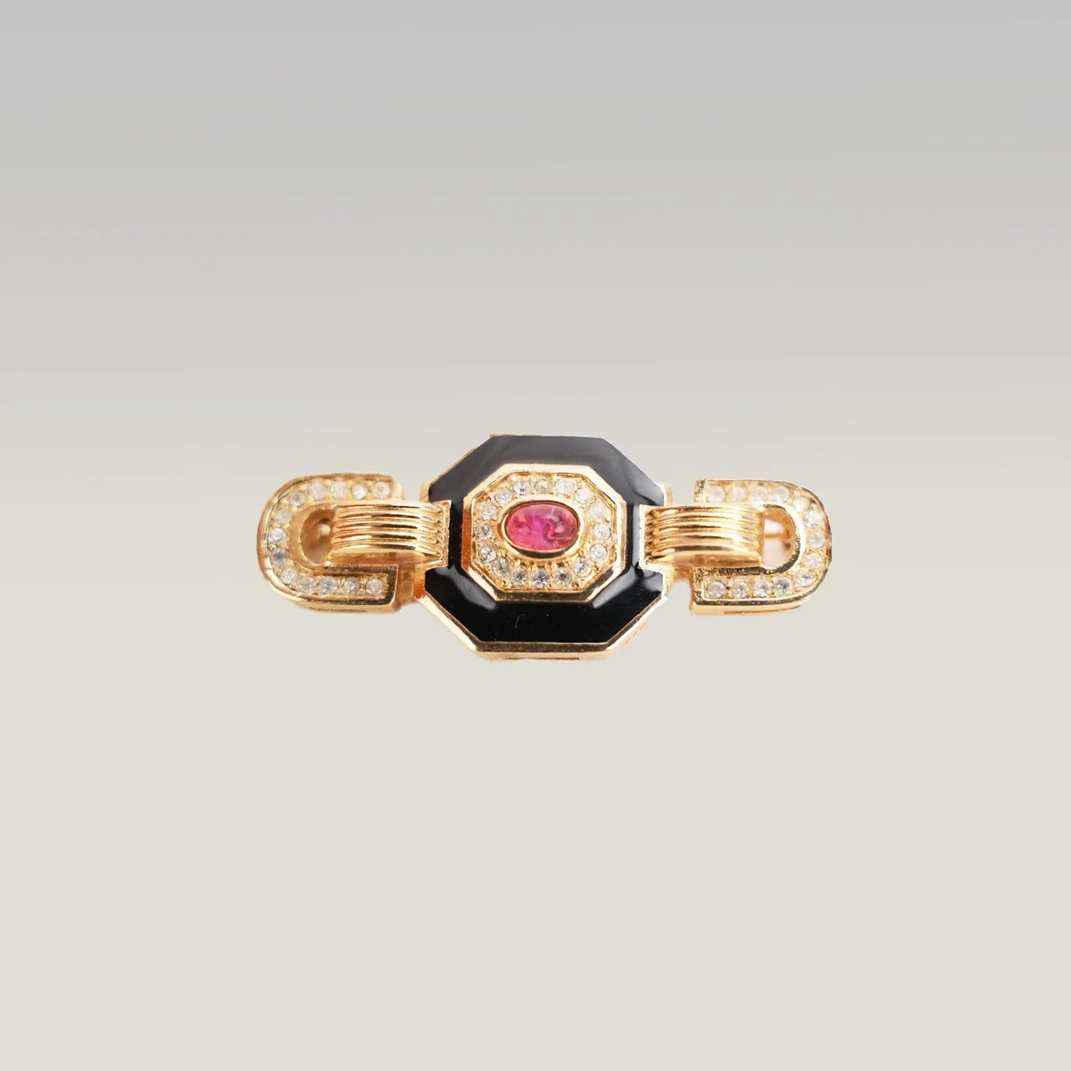Dior Vintage Brooch in Gold, Black and Red, photo 2