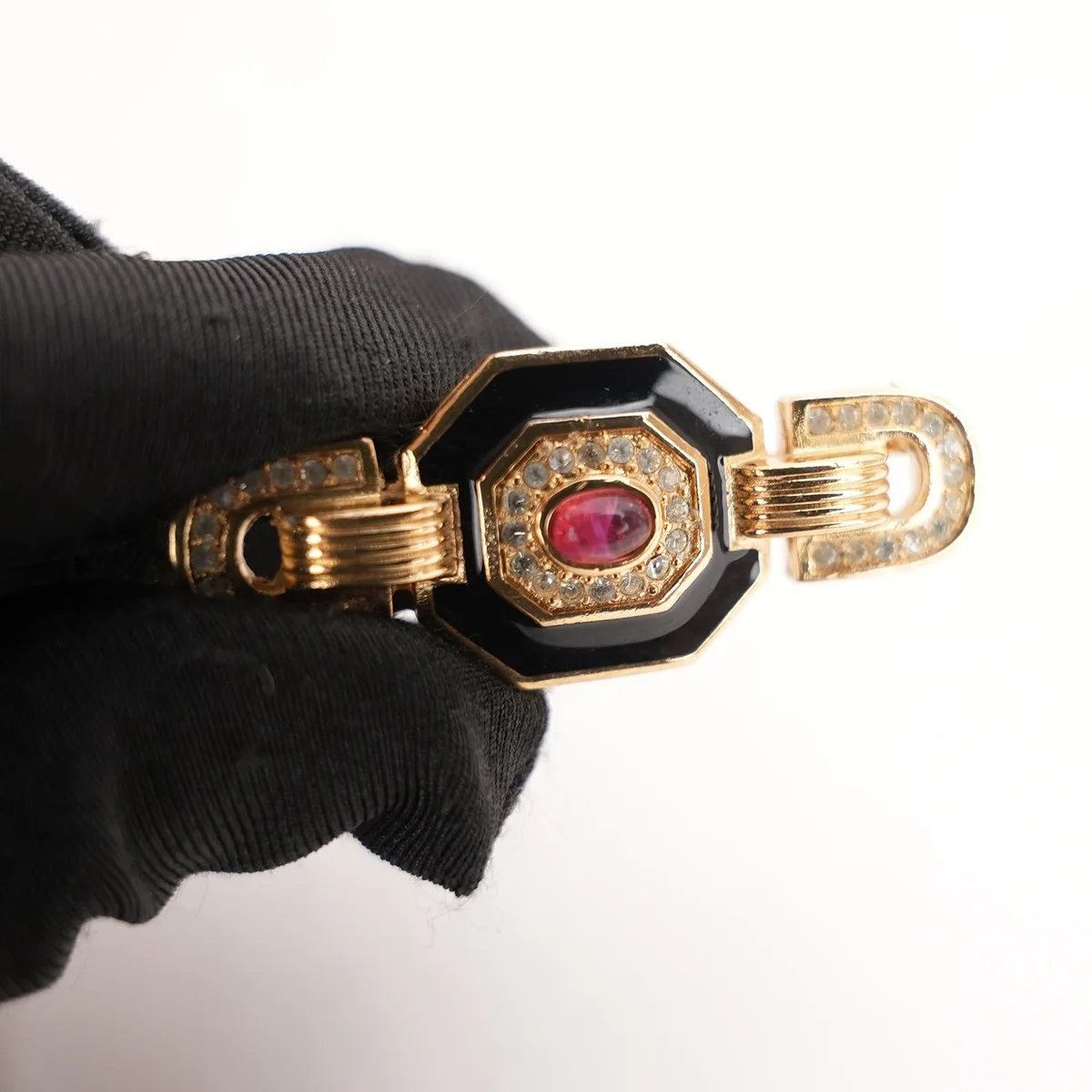 Dior Vintage Brooch in Gold, Black and Red, photo 4