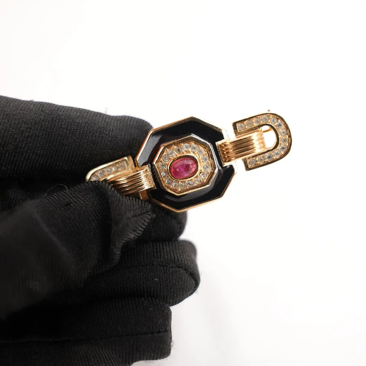 Dior Vintage Brooch in Gold, Black and Red, photo 5