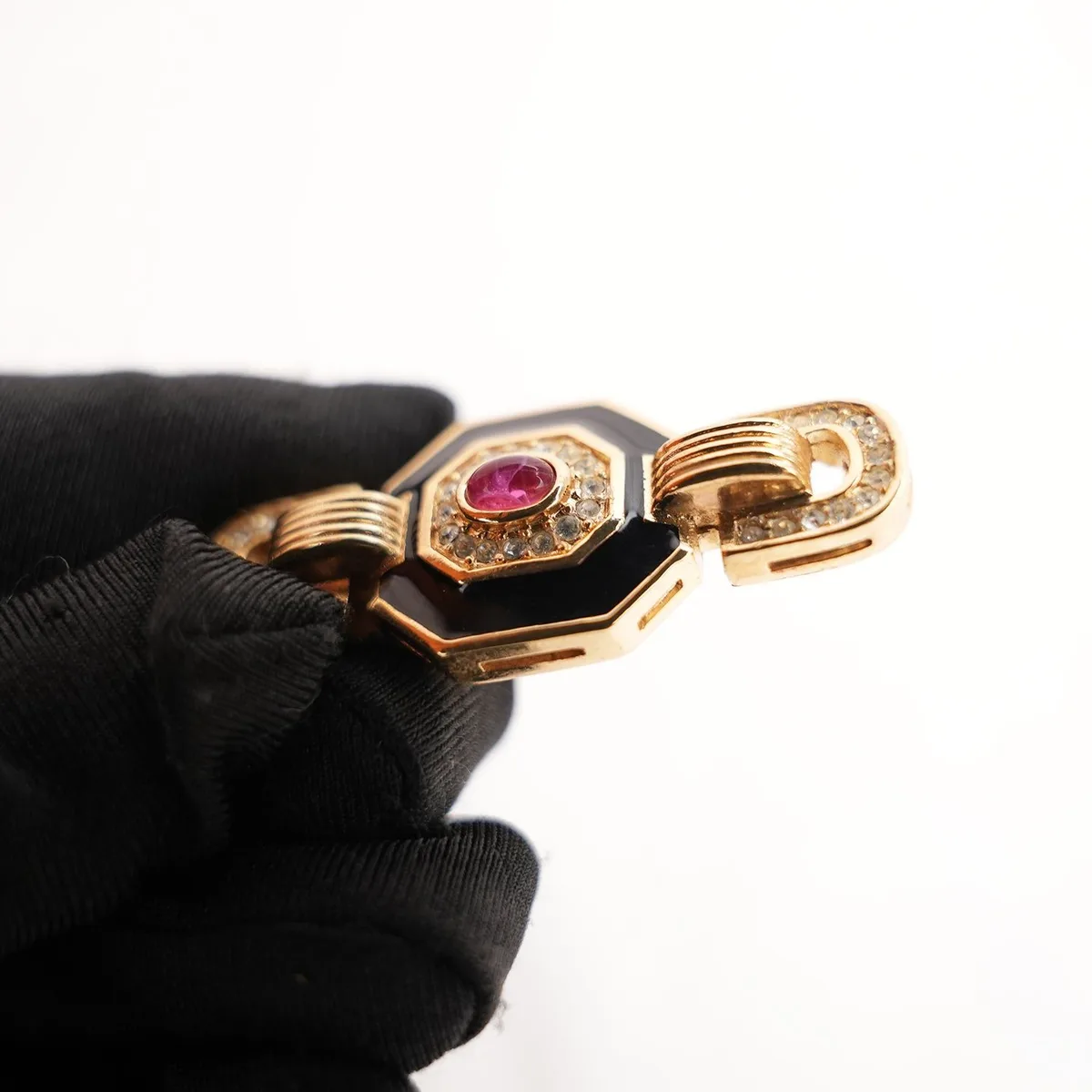 Dior Vintage Brooch in Gold, Black and Red, photo 6
