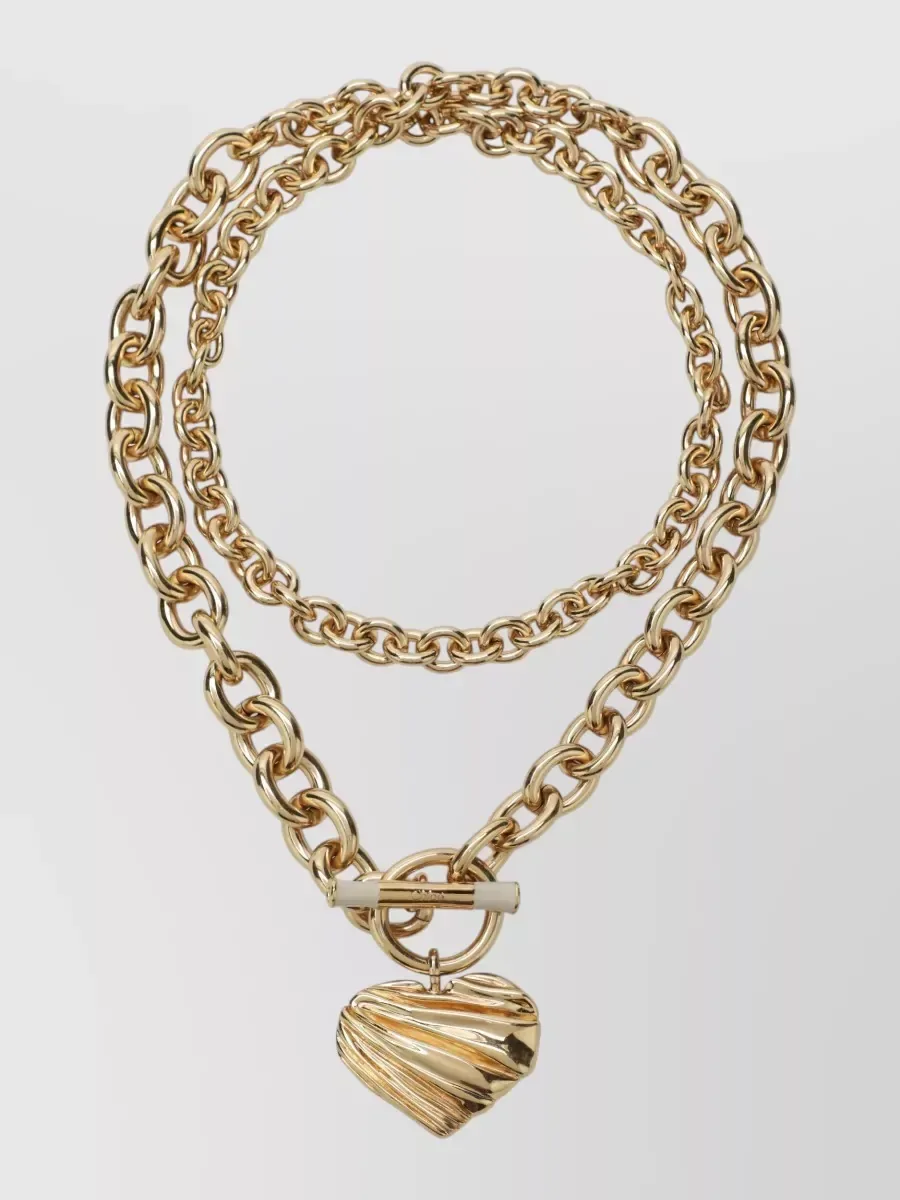 Chloé Textured Heart Pendant Necklace en doré, photo 1