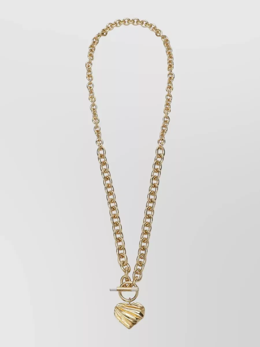 Chloé Textured Heart Pendant Necklace en doré, photo 2
