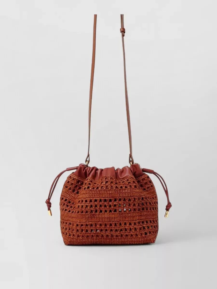 Mini borsa a secchiello Chloé in rafia marrone, foto 1