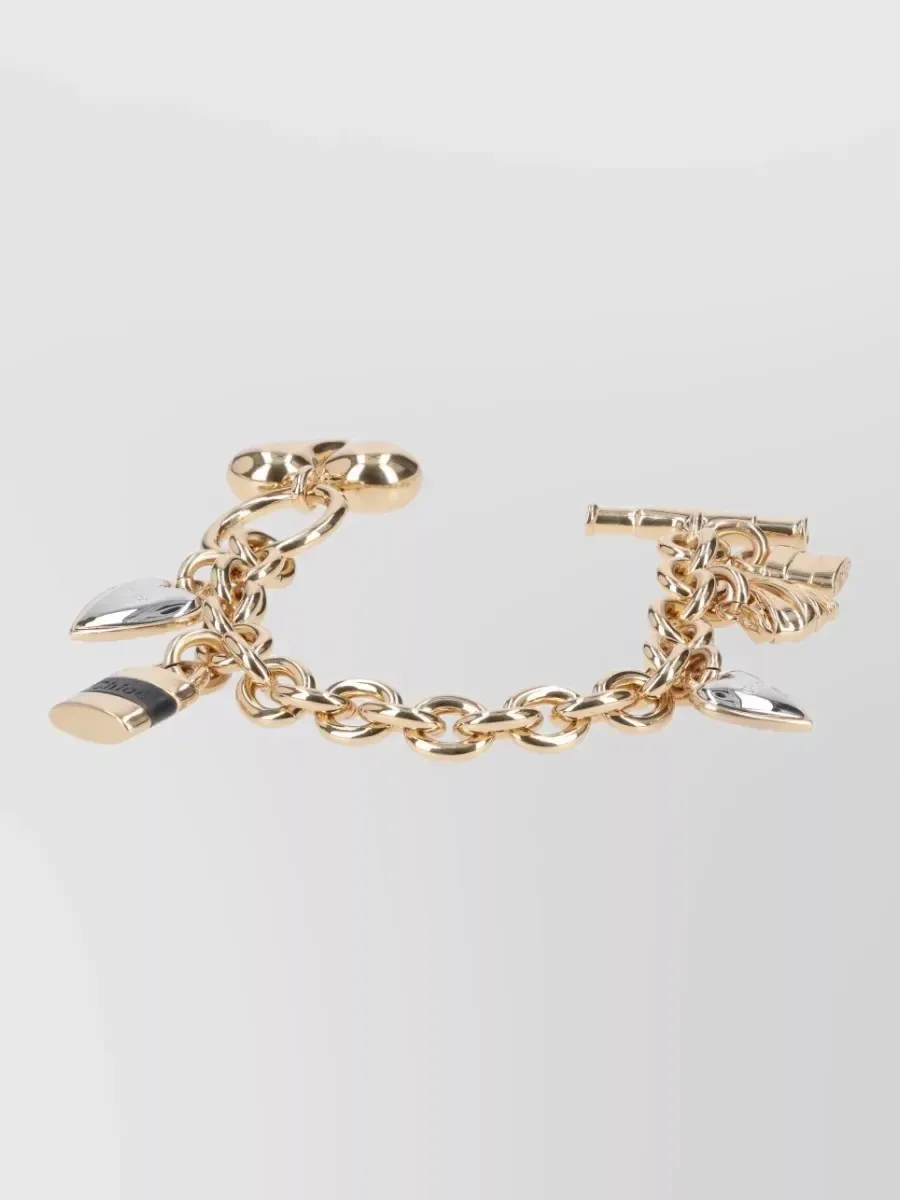Pulseira Chloé com corações dourada, foto 2