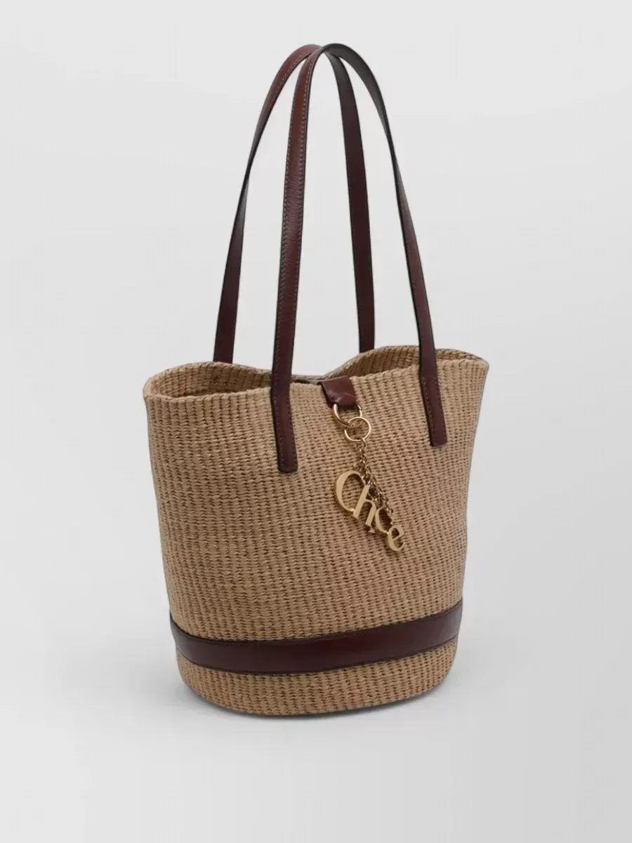 Borsa a secchiello Chloé Woody beige, foto 3