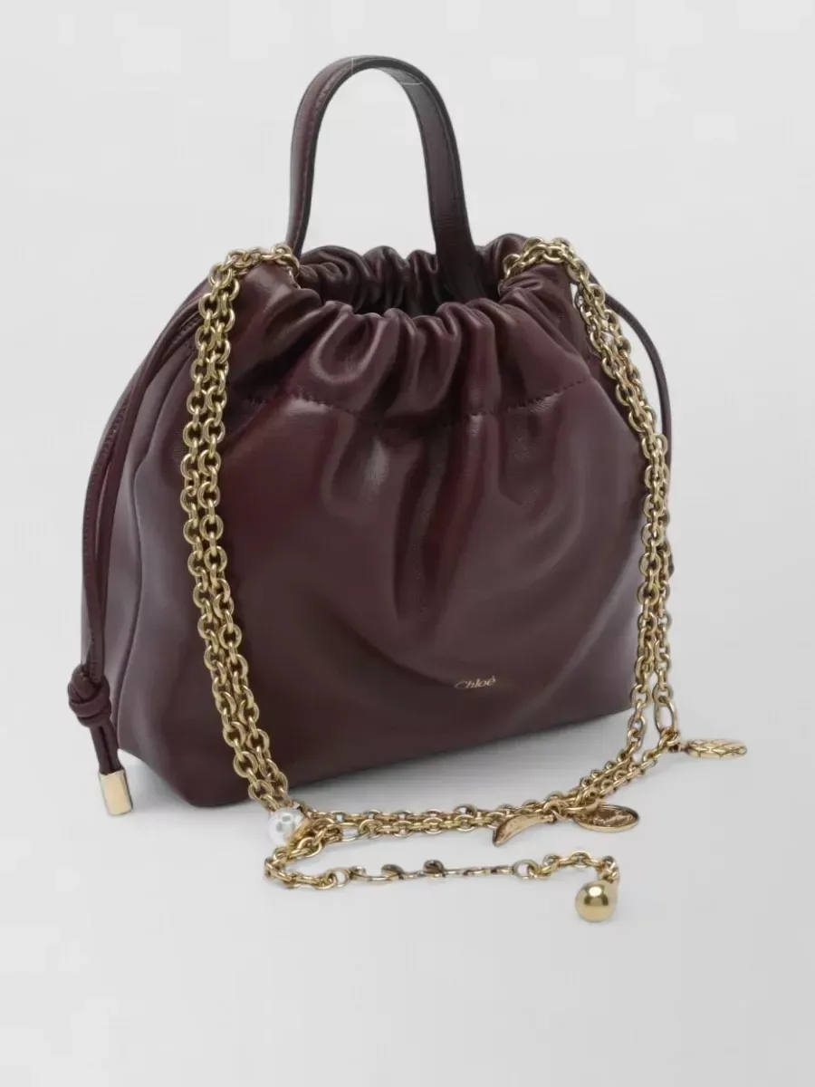 Mini borsa a secchiello Chloé Icons bordeaux, foto 3
