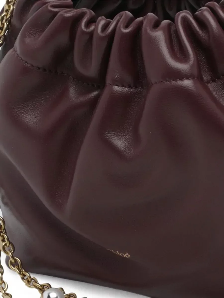 Mini borsa a secchiello Chloé Icons bordeaux, foto 4
