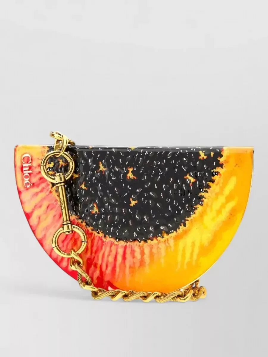Chloé Metal Half-Moon Clutch en naranja, foto 2
