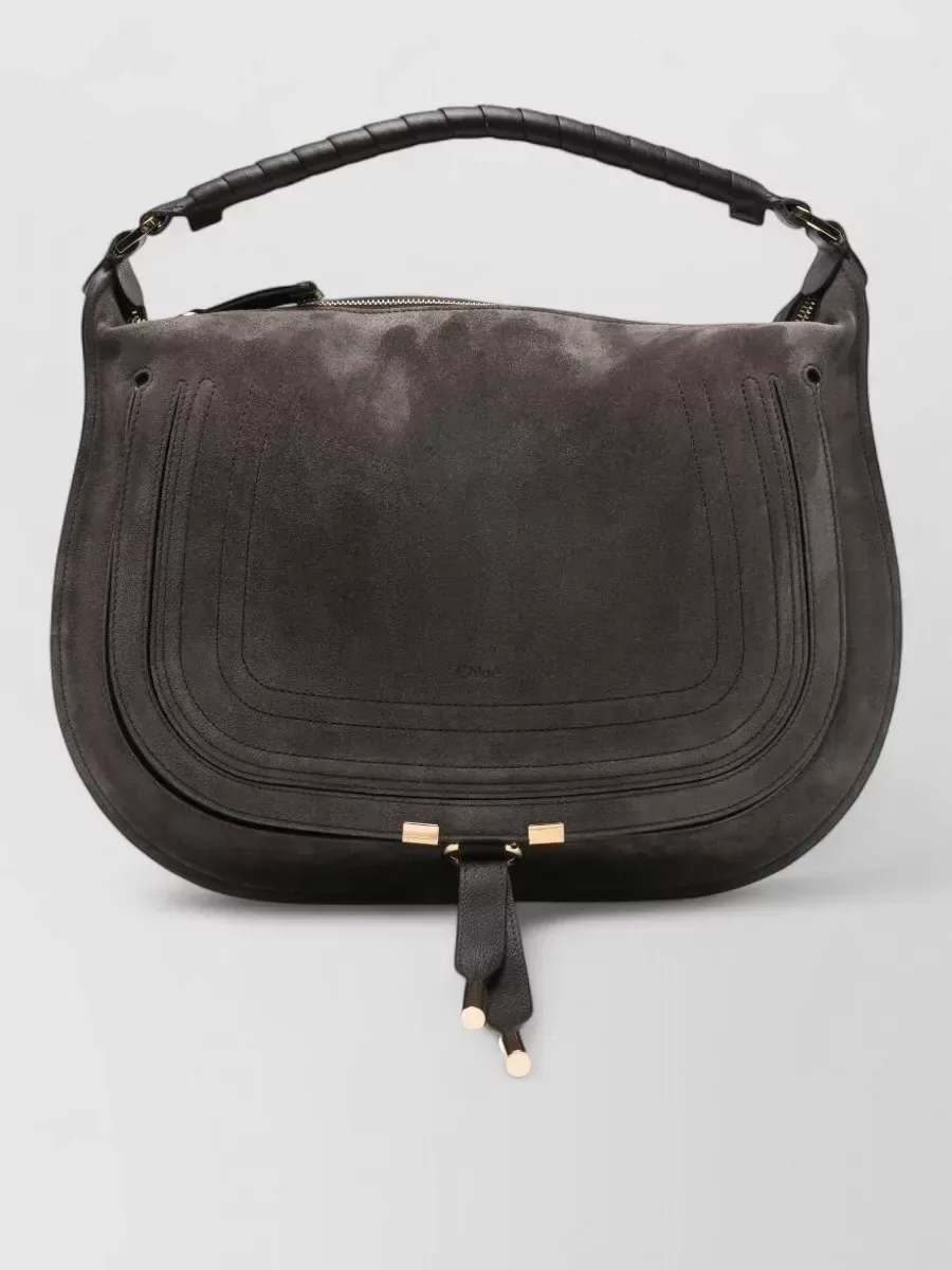 Chloé Marcie Suede Shoulder Bag in Dark Brown, photo 1