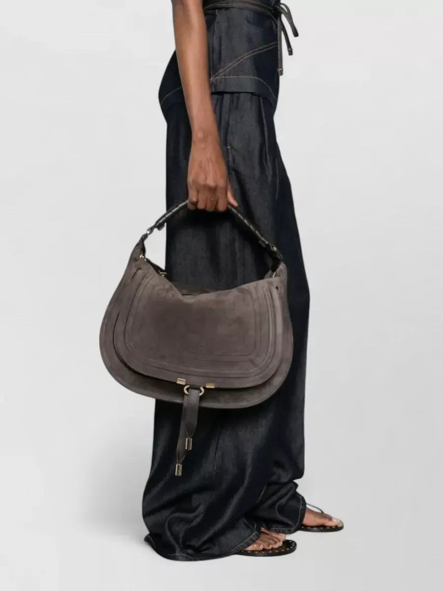 Chloé Marcie Suede Shoulder Bag in Dark Brown, photo 2