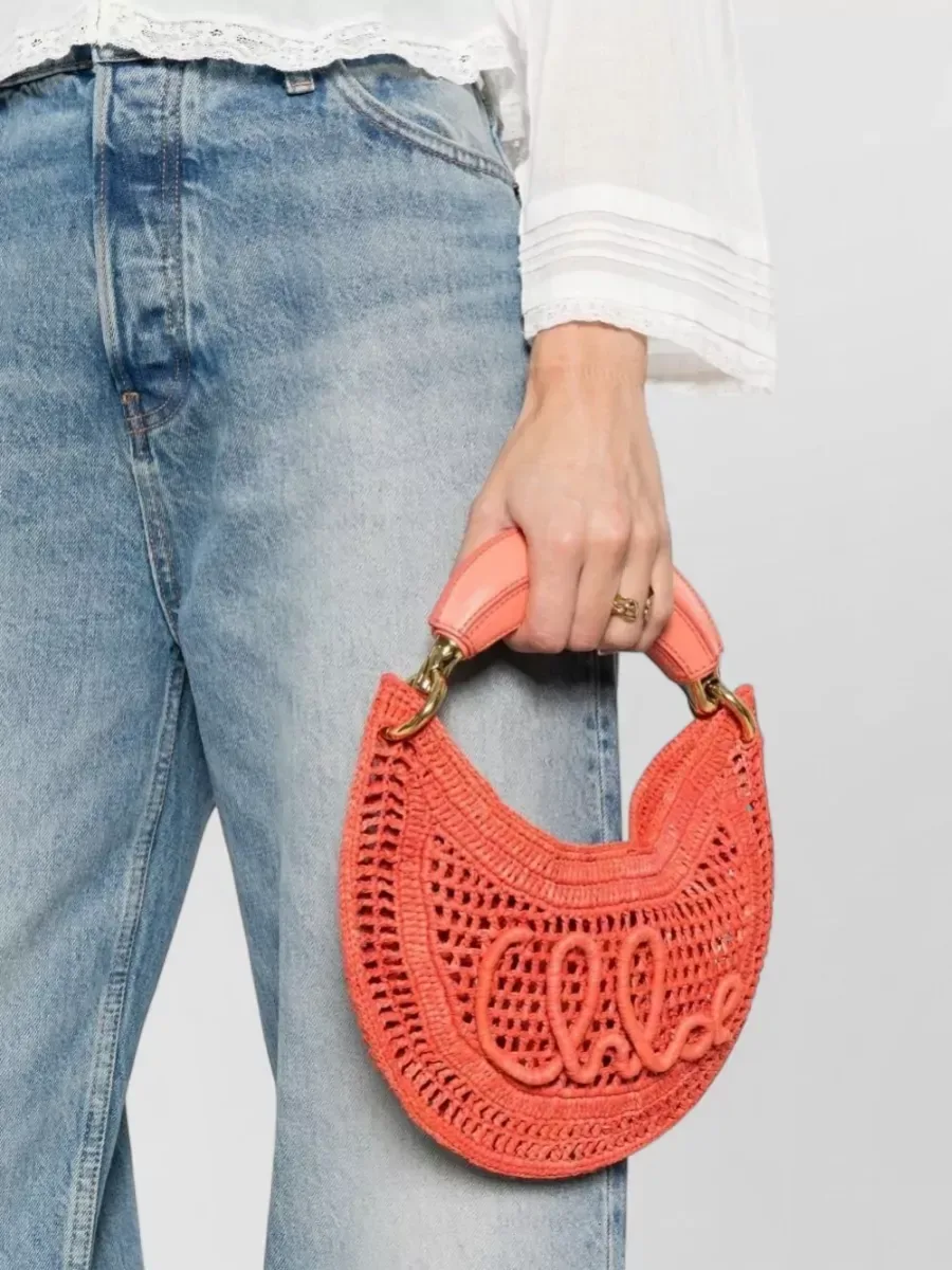 Chloé Mini Raffia Clutch in Orange, photo 2