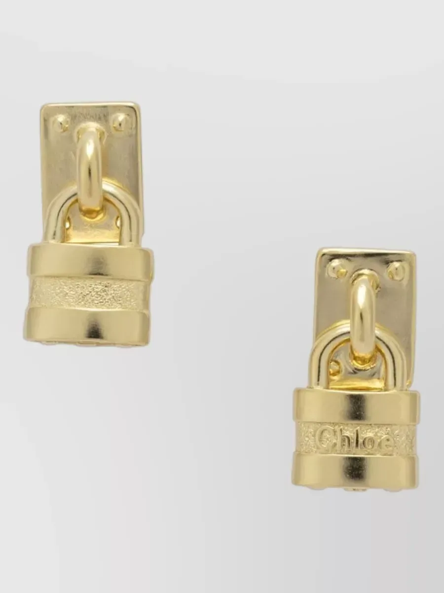 Chloé Padlock Drop Earrings in Gold, photo 1