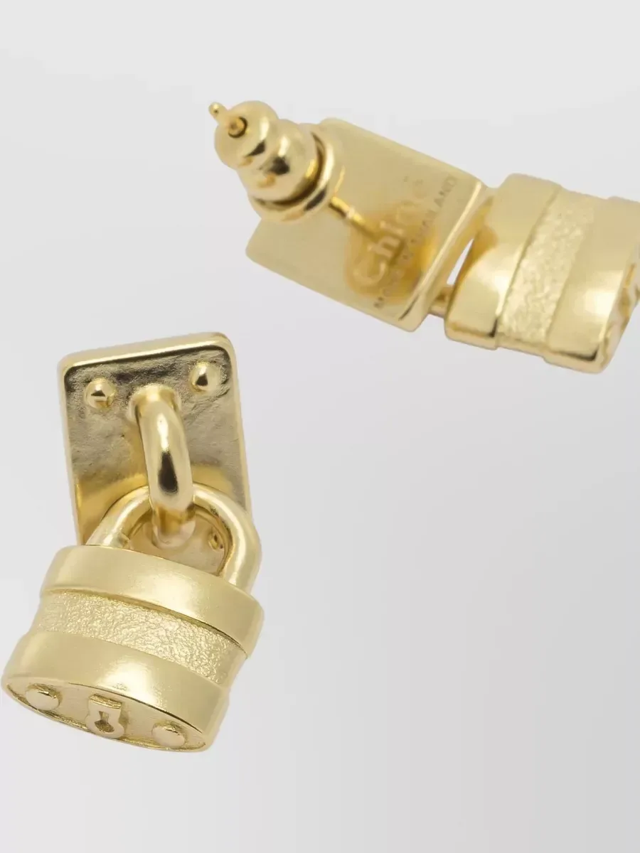 Chloé Padlock Drop Earrings in Gold, photo 2