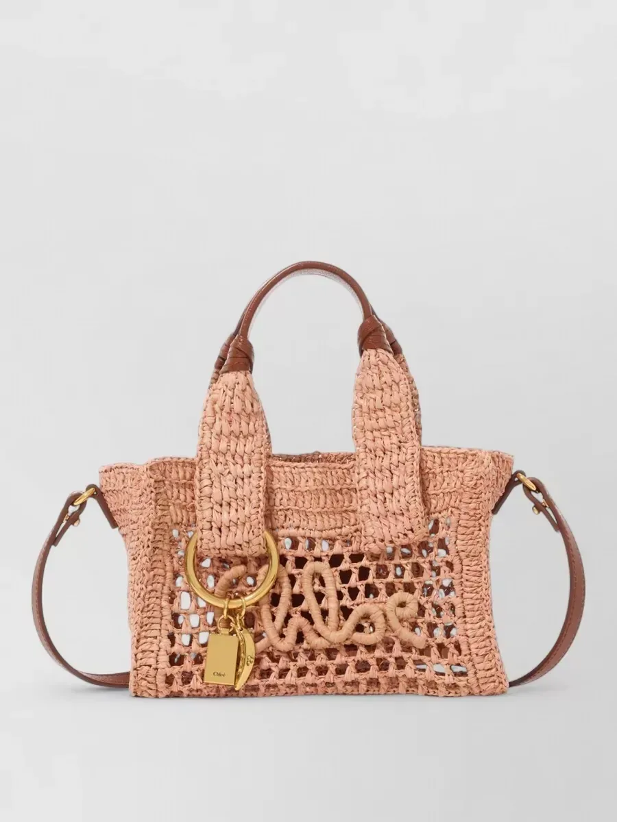 Chloé Mini Crochet Raffia Shoulder Bag in Beige, Foto 1