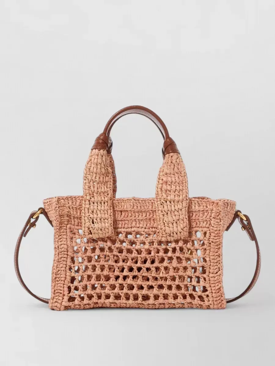 Chloé Mini Crochet Raffia Shoulder Bag in Beige, Foto 2