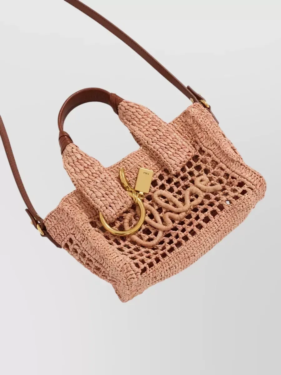 Chloé Mini Crochet Raffia Shoulder Bag in Beige, Foto 4