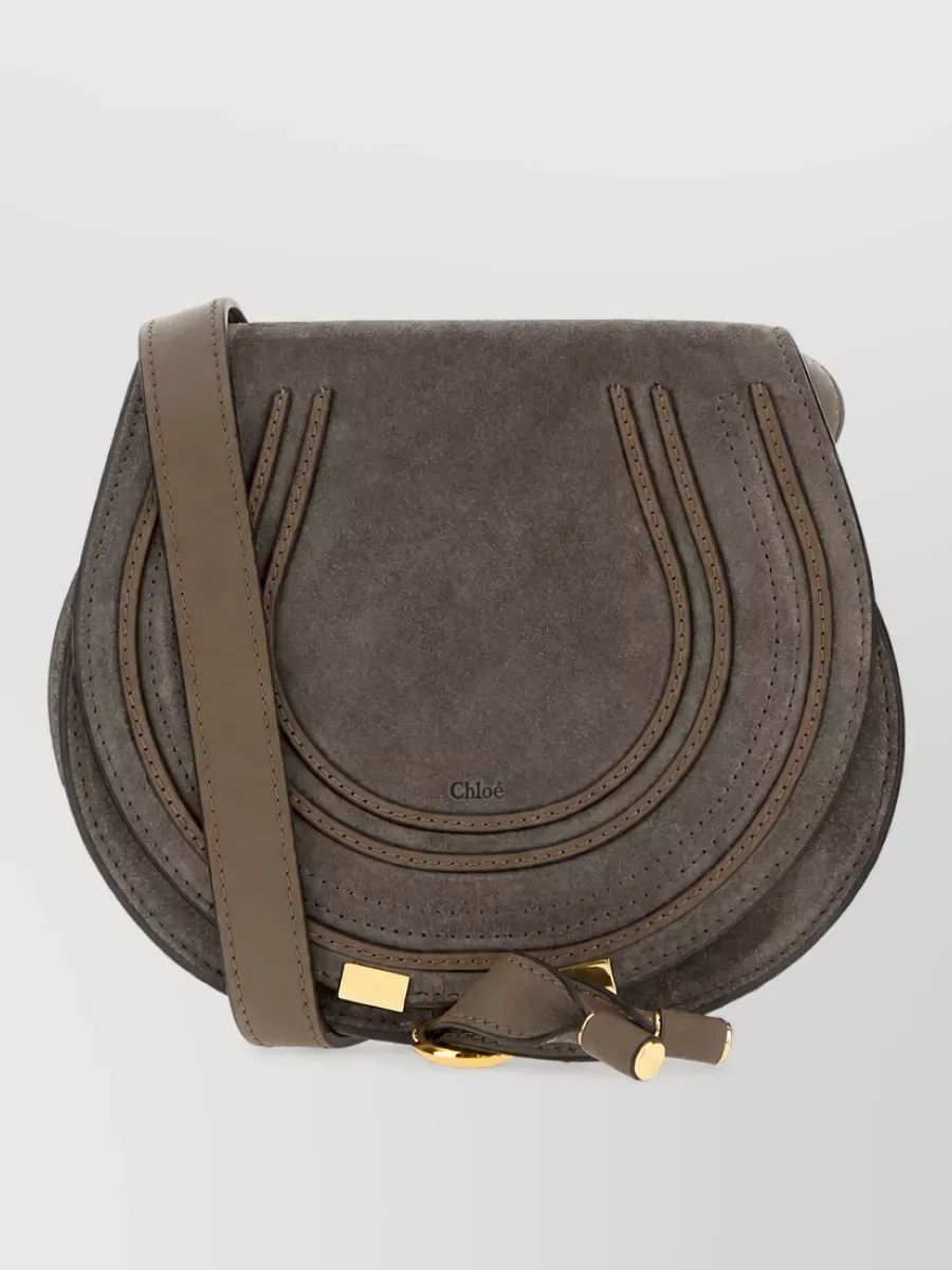 Sac porté épaule Chloé Marcie en daim, gris, photo 1