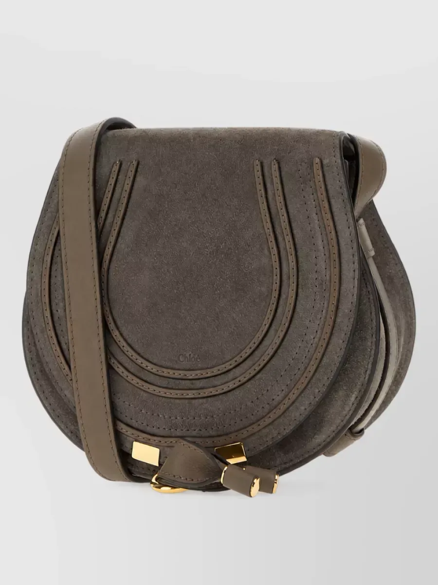 Sac porté épaule Chloé Marcie en daim, gris, photo 2