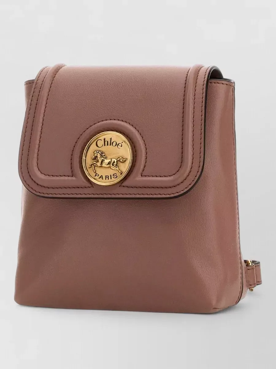 Mini mochila Chloé Horse Medal em castanho, foto 2