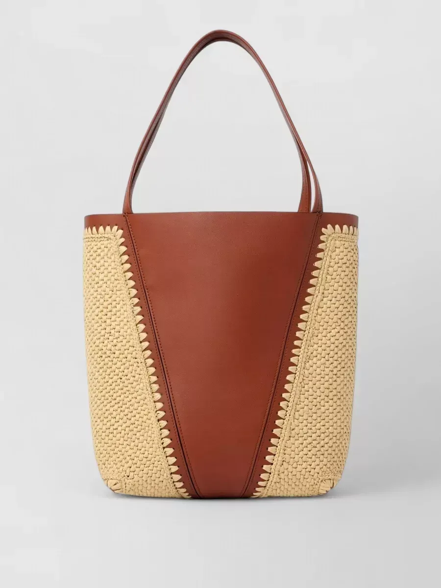 Chloé Spin Schultertasche aus Raffia in Braun, Foto 1