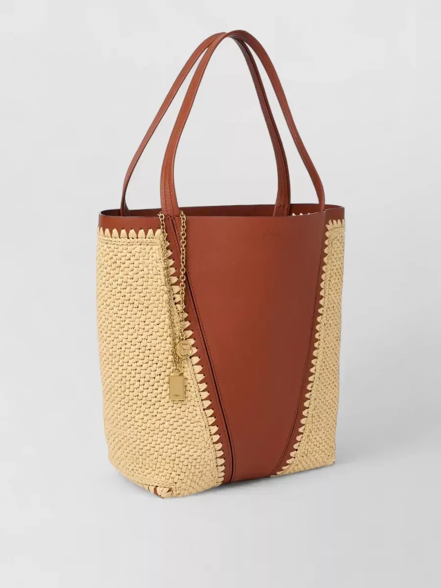 Chloé Spin Schultertasche aus Raffia in Braun, Foto 2