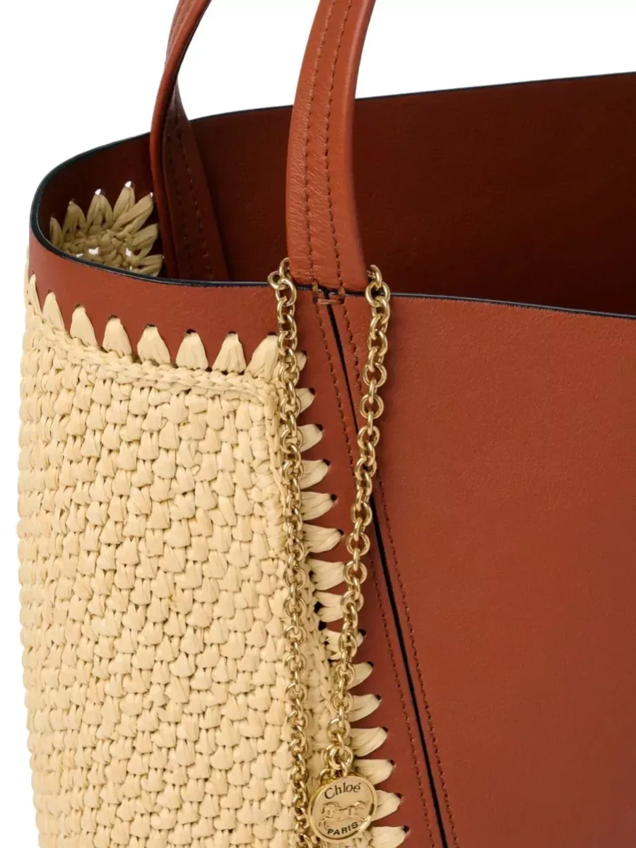 Chloé Spin Schultertasche aus Raffia in Braun, Foto 3
