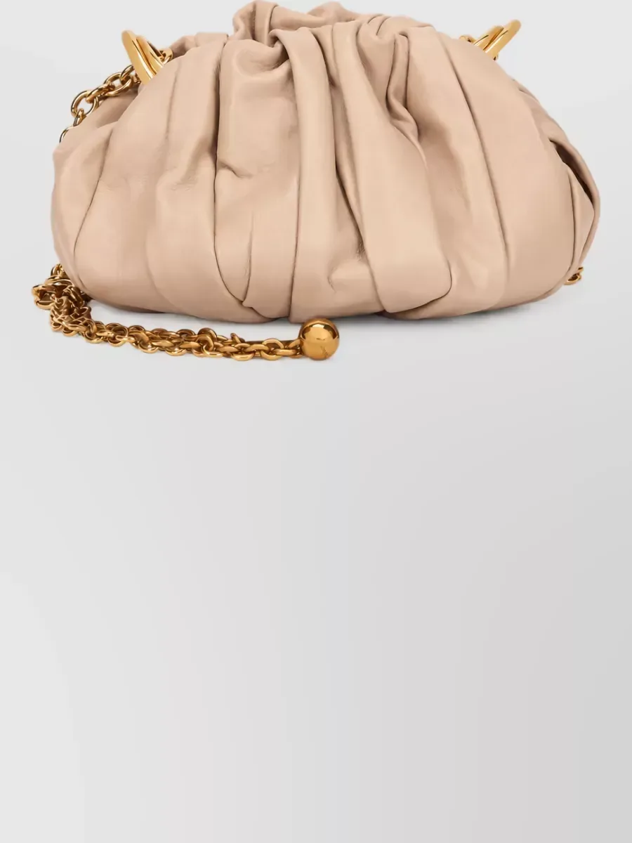 Clutch Chloé franzida em bege, foto 2