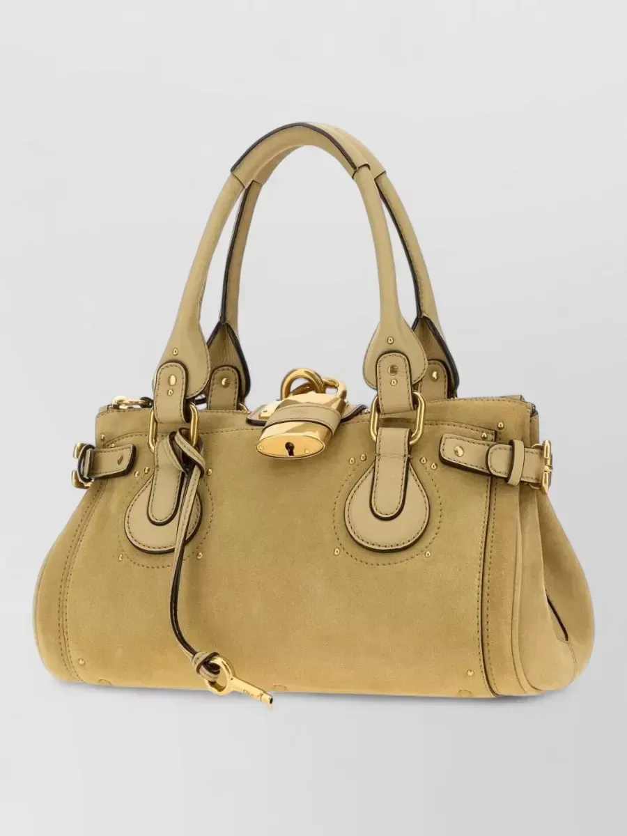 Chloé Paddington con borchie in beige, foto 2