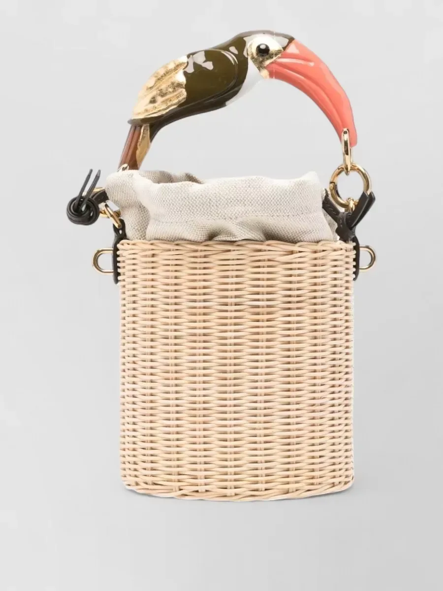 Chloé Raffia Toucan Bucket Bag en beige, photo 1