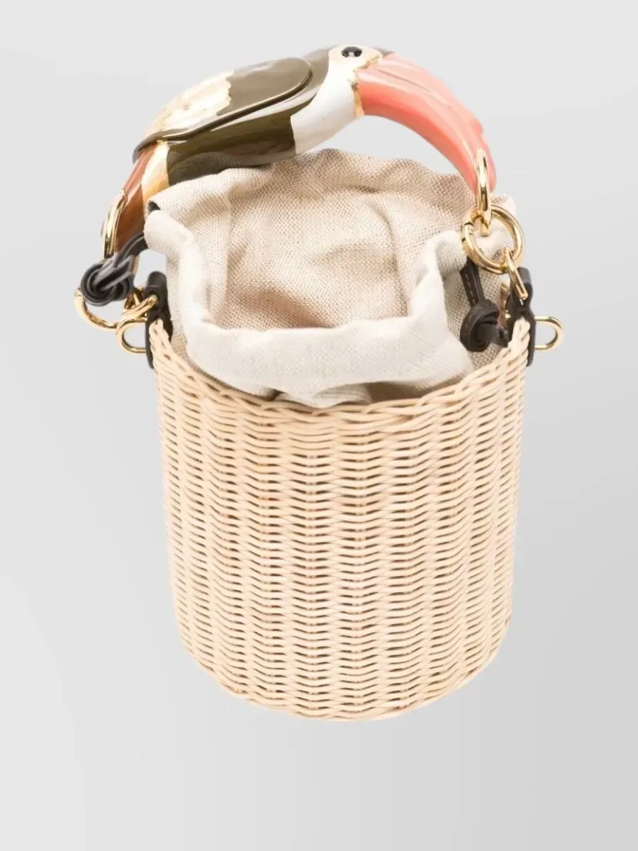 Chloé Raffia Toucan Bucket Bag en beige, photo 4