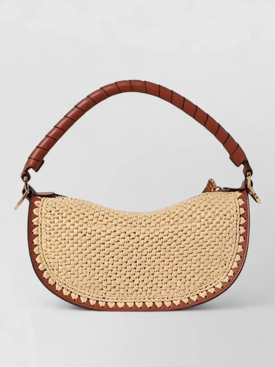 Mini pochette Chloé Marcie effet raphia en marron, vue 2