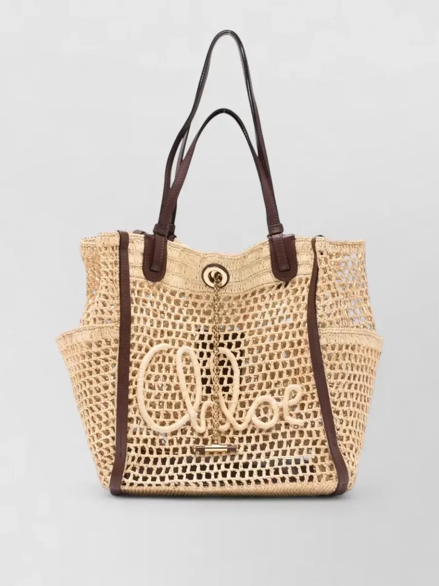 Chloé Icons Raffia Beach Bag in Beige, photo 1