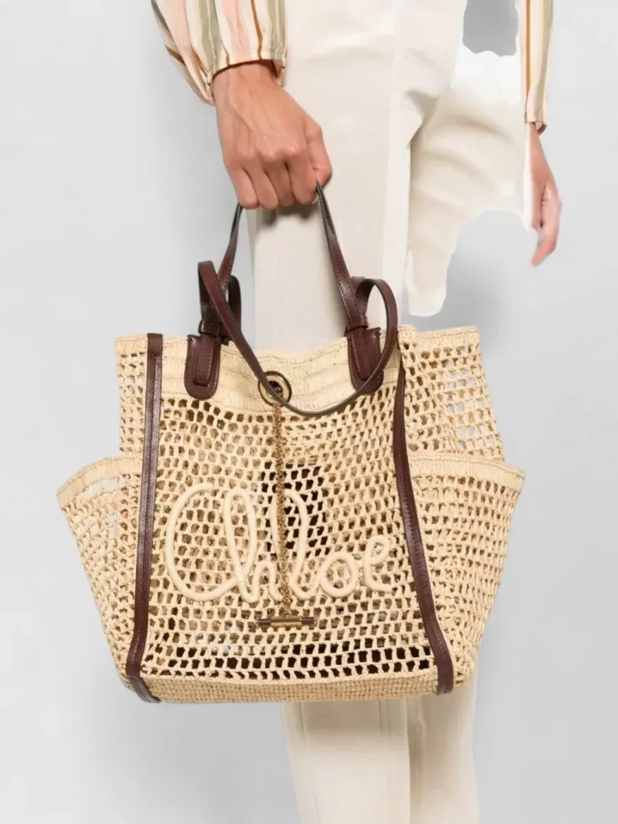 Chloé Icons Raffia Beach Bag in Beige, photo 2