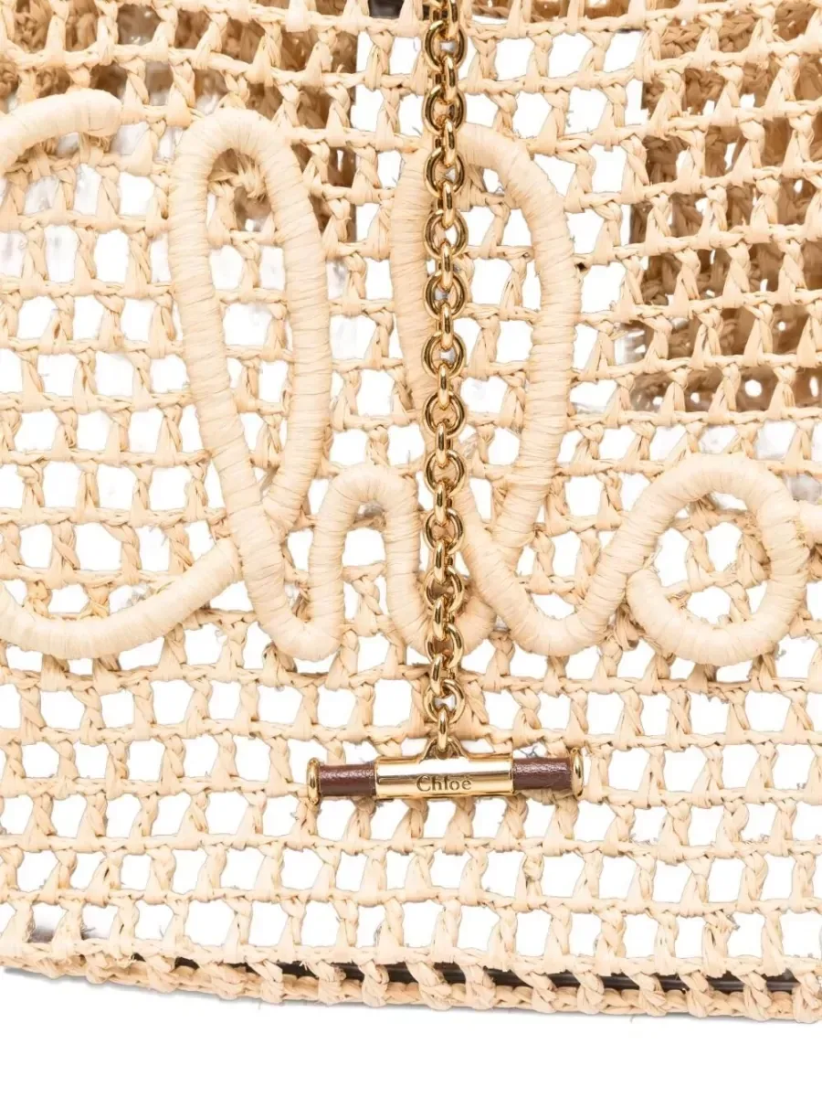 Chloé Icons Raffia Beach Bag in Beige, photo 4