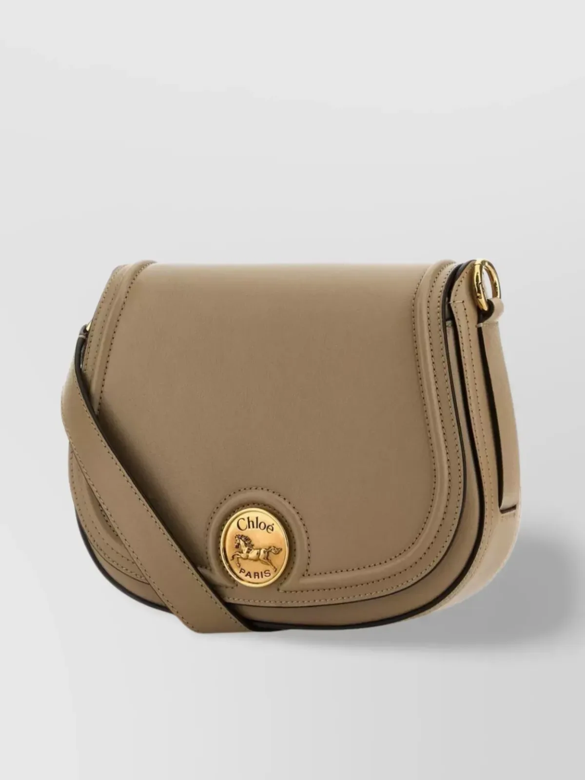 Chloé Horse Medal Crossbody Bag in Beige, photo 2