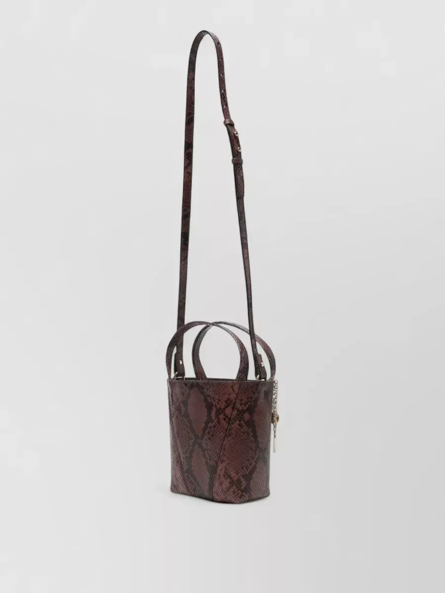 Chloé Spin, borsa a secchiello in vitello stampa pitone